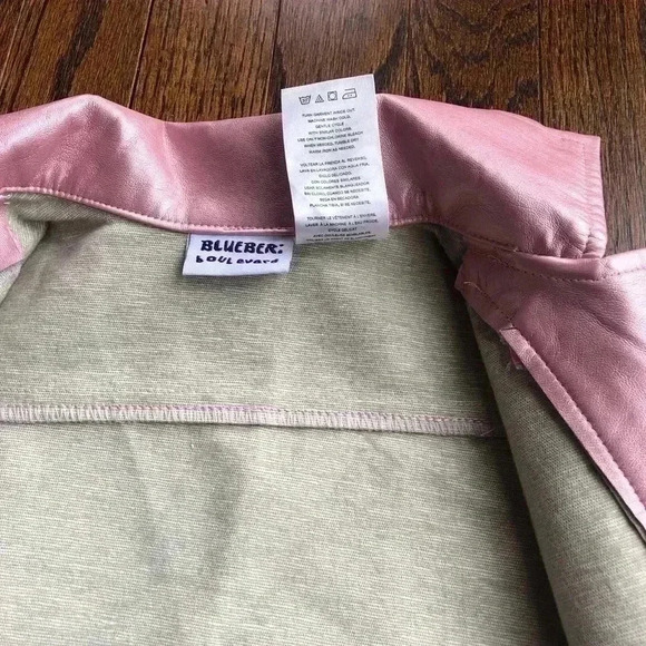 blueberi boulevard Girls 4 Faux-Leather Shimmer Pink Jacket - Picture 7 of 7